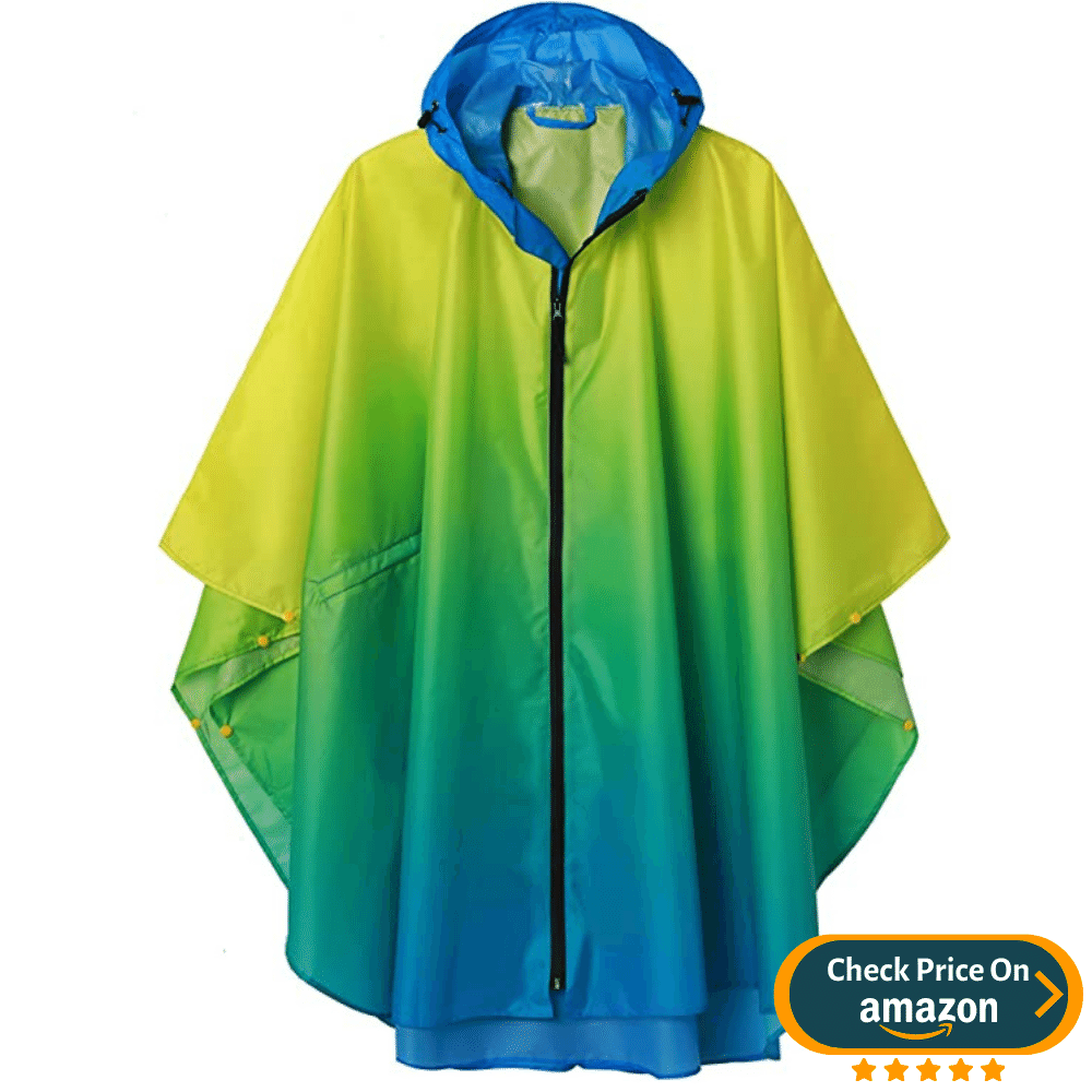 Rain Poncho Jacket Coat Hooded for Adults with Pockets