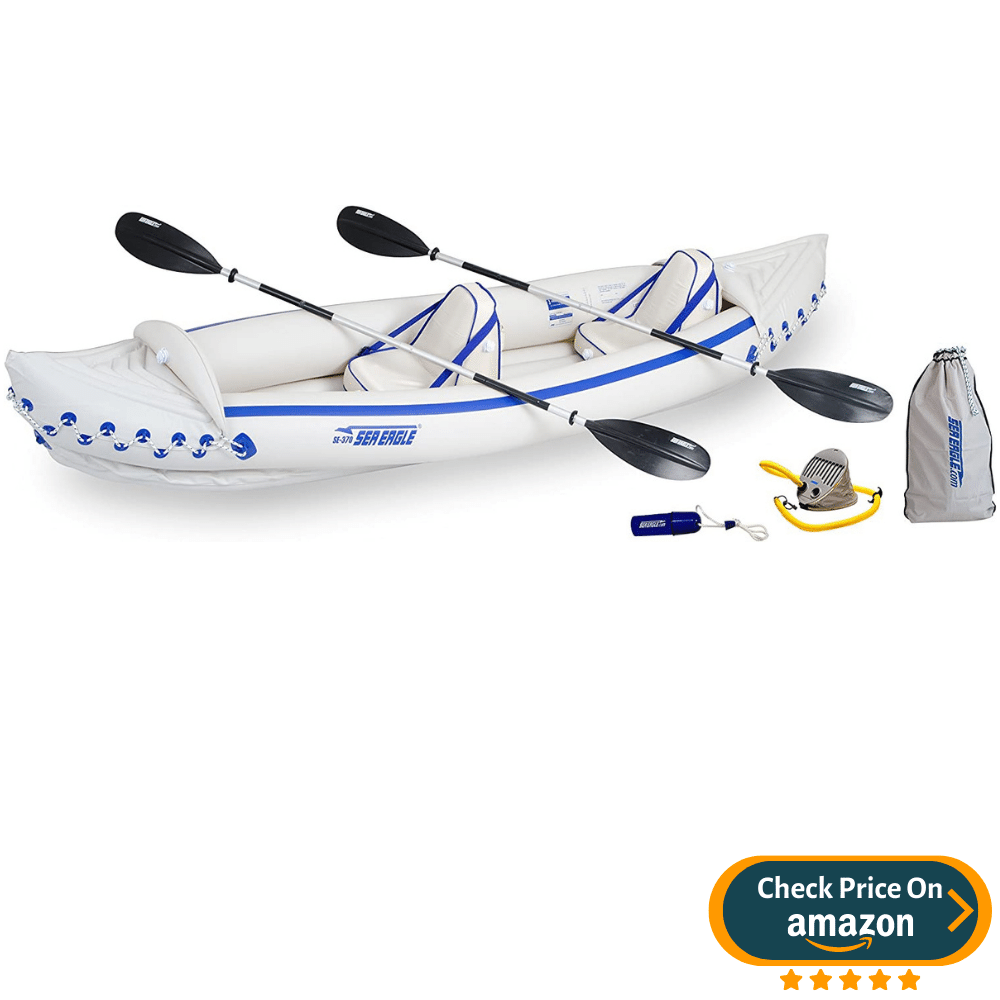 Sea Eagle 3 Person Inflatable Portable Sport Kayak Canoe w/Paddles